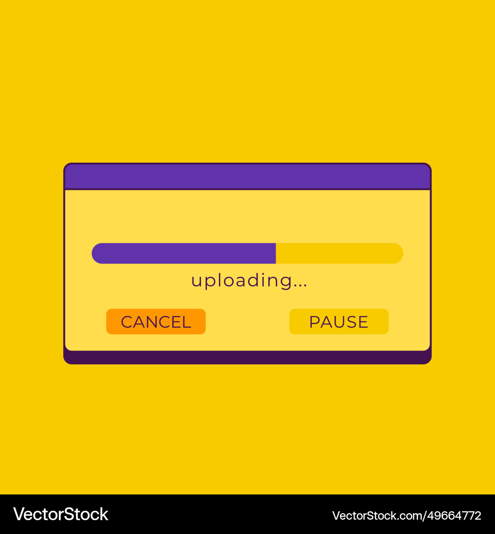 Upload window with progress bar retro design Vector Image