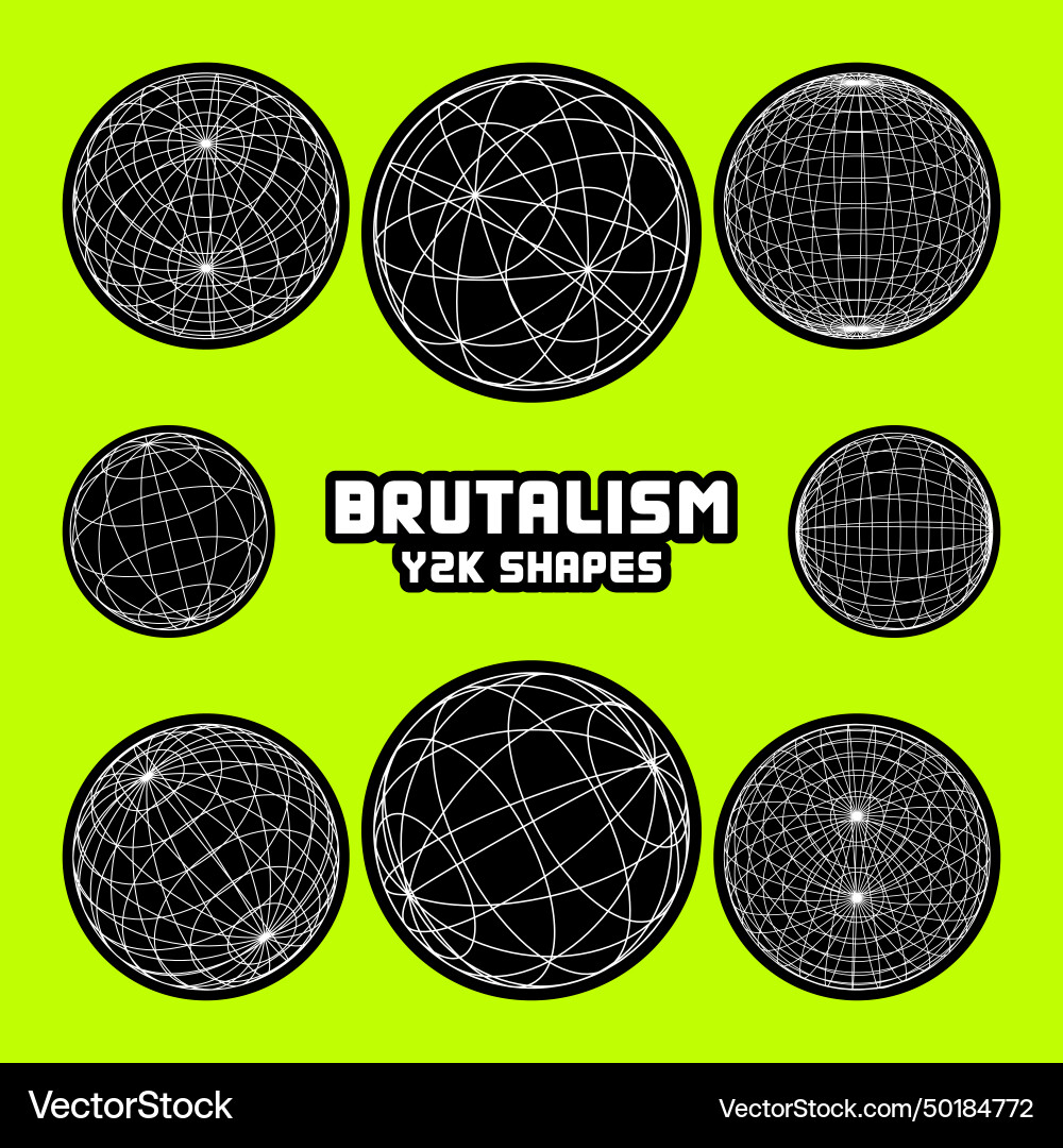 Wireframe shapes lined sphere perspective mesh Wireframe shapes lined sphere perspective mesh vector image