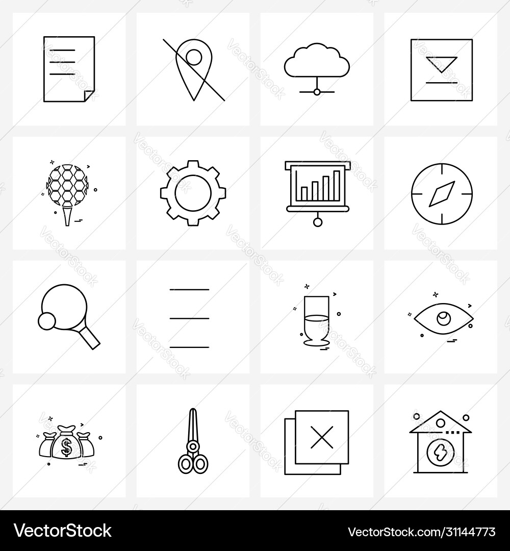 16 universal line icons for web and mobile vector image
