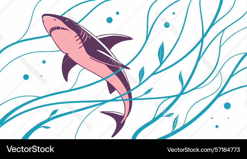Abstract shark with dynamic swirls design vector image