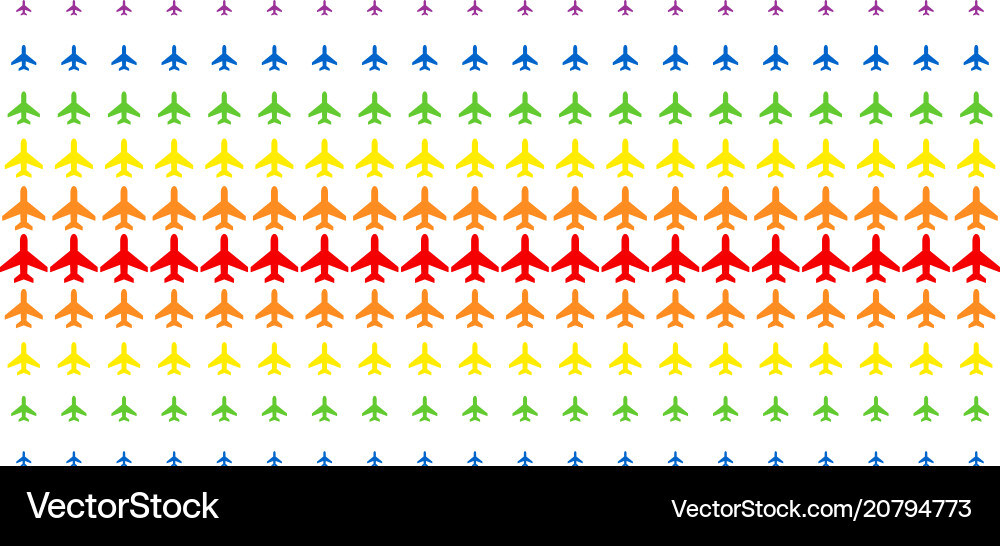 Air plane shape halftone spectrum pattern Air plane shape halftone spectrum pattern vector image