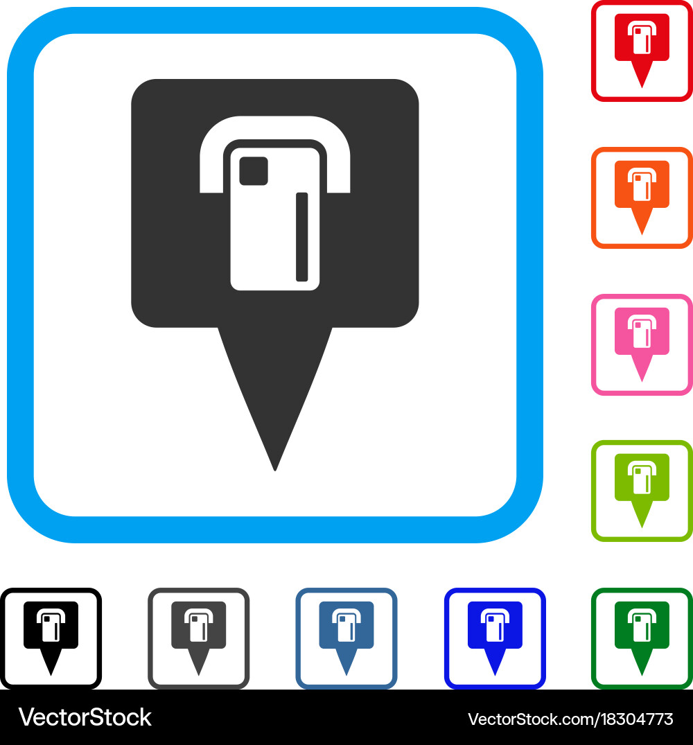 Atm terminal map pointer framed icon vector image