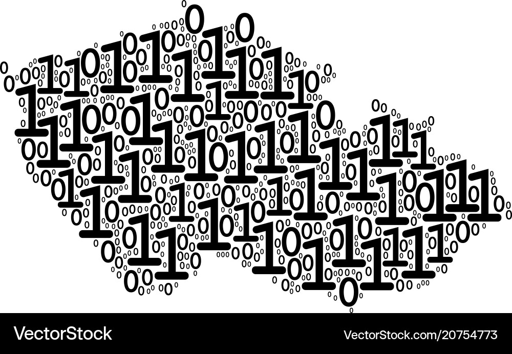 Czech map mosaic of binary digits Vector Image