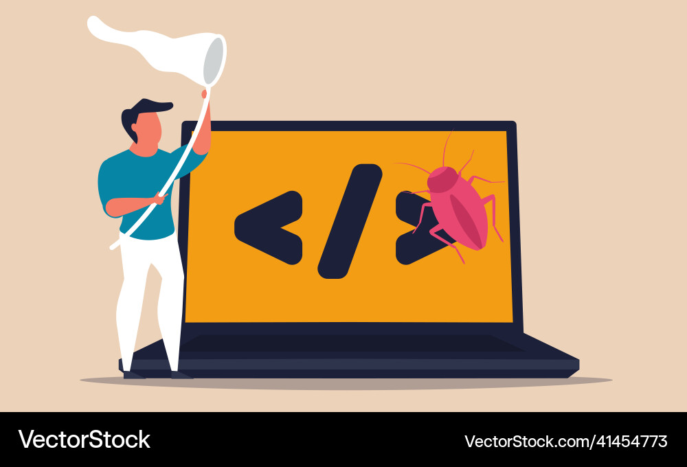 Debugging code software and search bug error from Debugging code software and search bug error from vector image