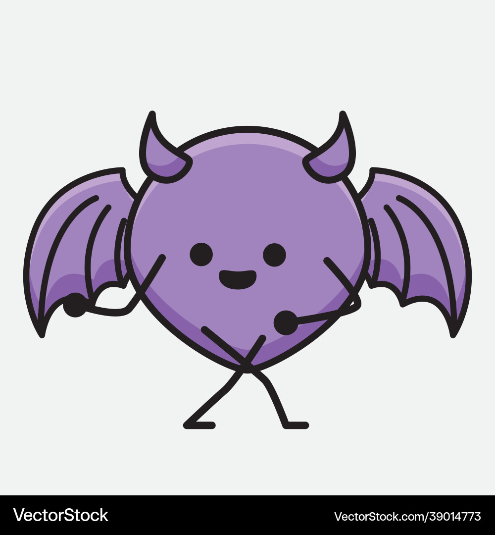 Devil bat character with cute face and simple Vector Image