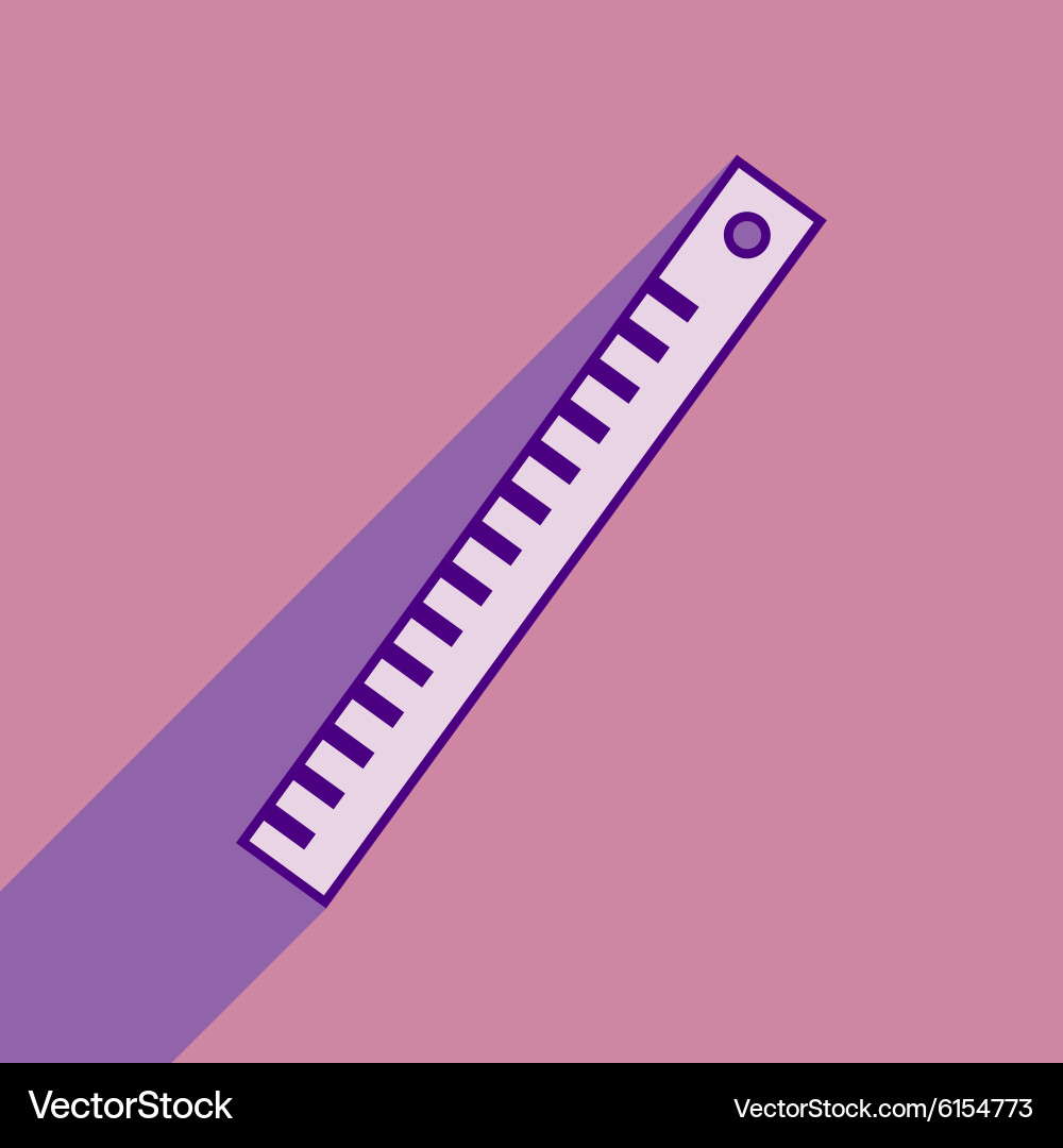 Flat with shadow icon and mobile application ruler vector image