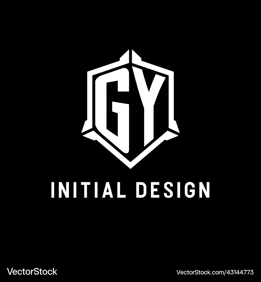 Gy logo initial with shield shape design style Vector Image