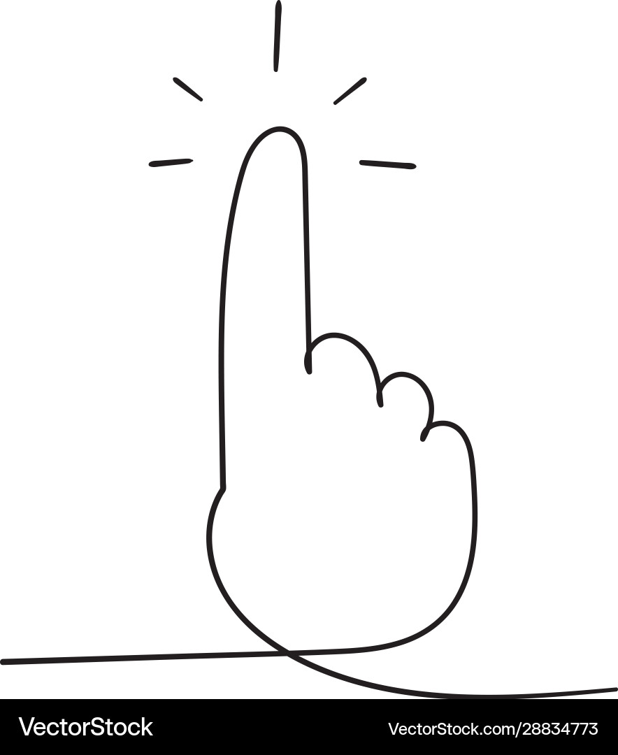 Hand pointer icon in doodle drawn continuous Vector Image
