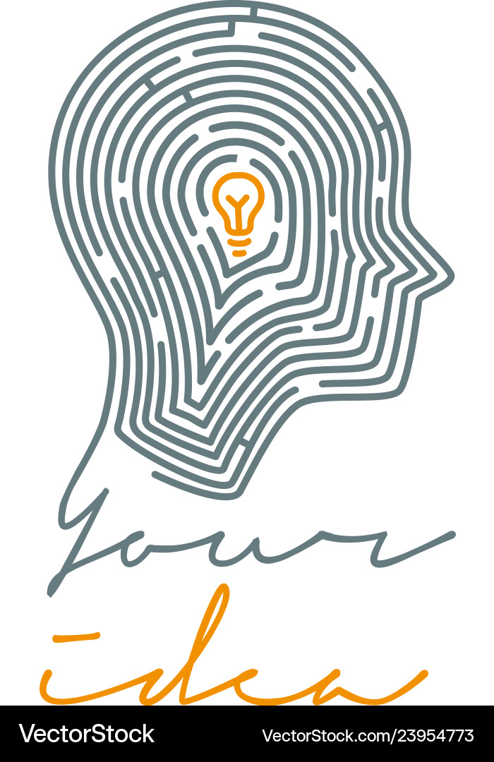 Idea concept maze in shape Idea concept maze in shape vector image