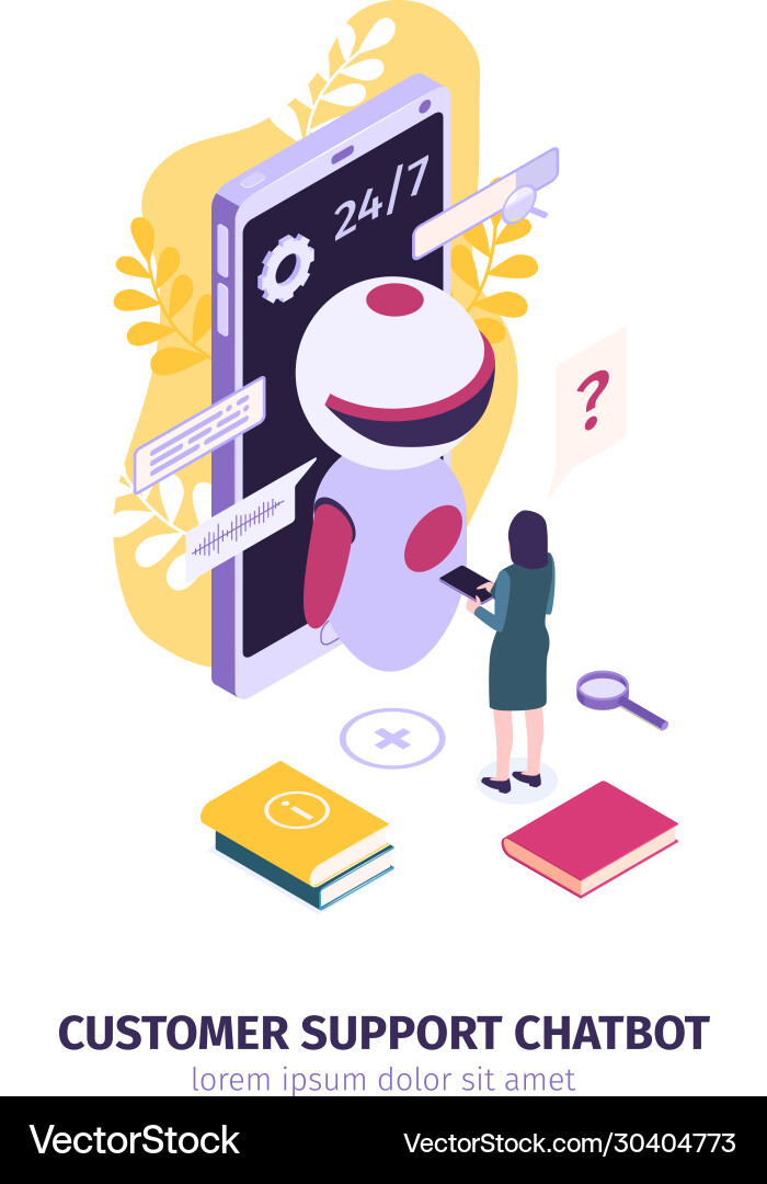 Isometric customer chatbot composition Isometric customer chatbot composition Vector Image
