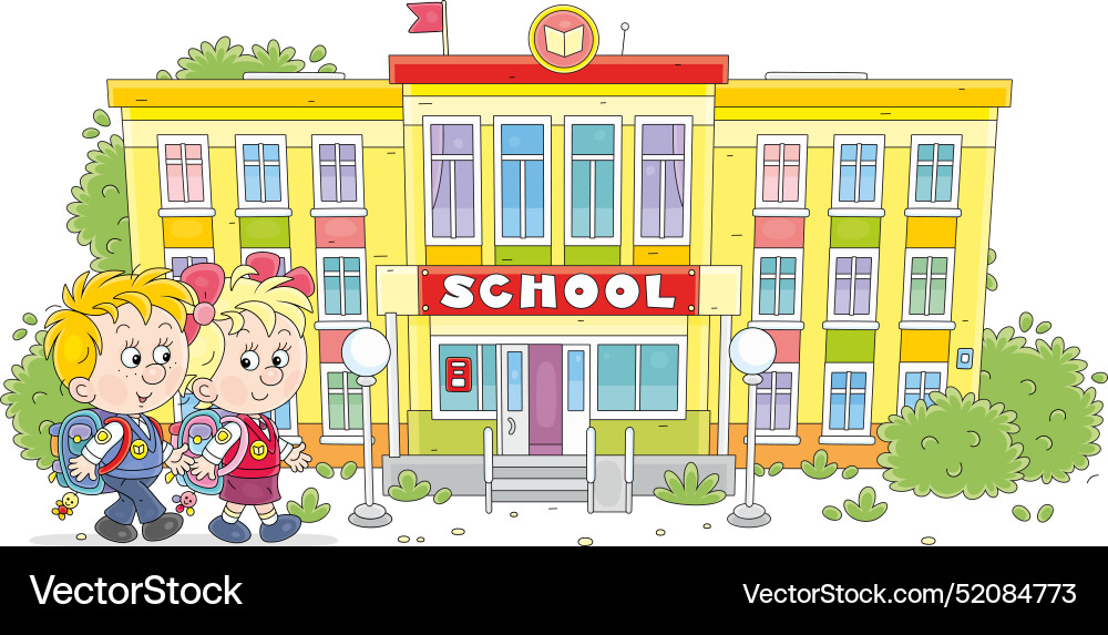 Little first graders going to school Little first graders going to school vector image