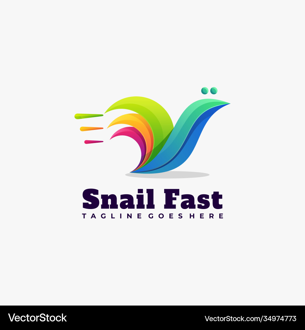 Logo snail fast gradient colorful style Vector Image