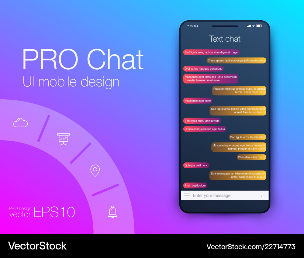 Phone chat interface sms messages stock Royalty Free Vector