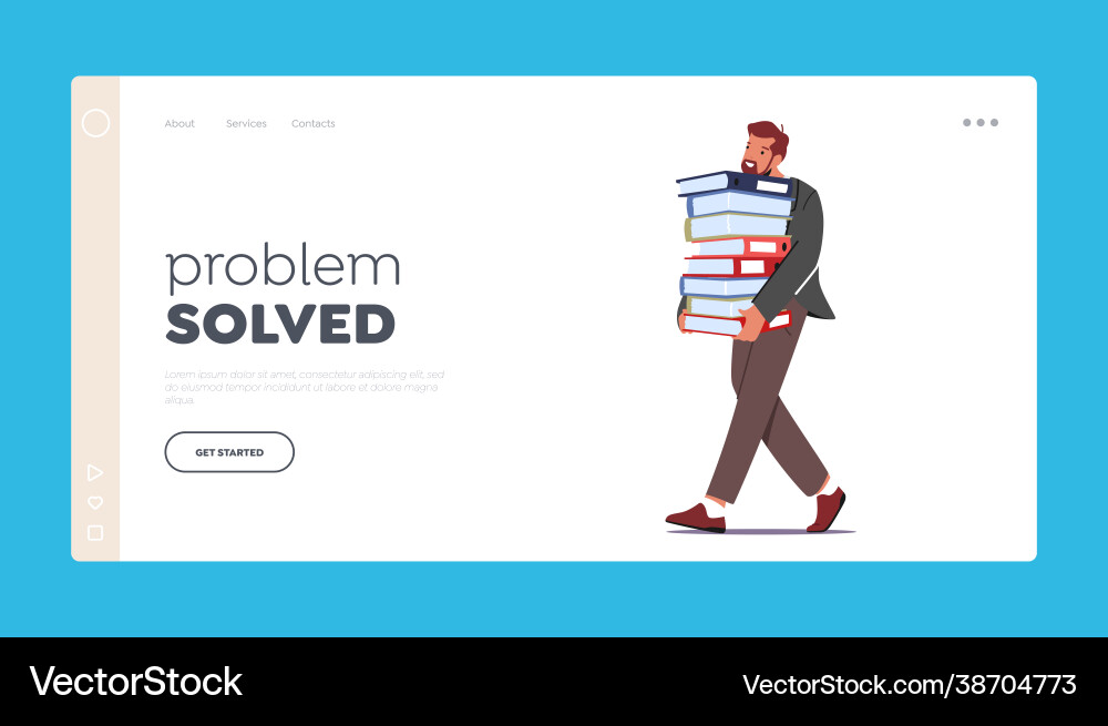 Problem gelöste Landing Page Template überbearbeitet Vektorbild