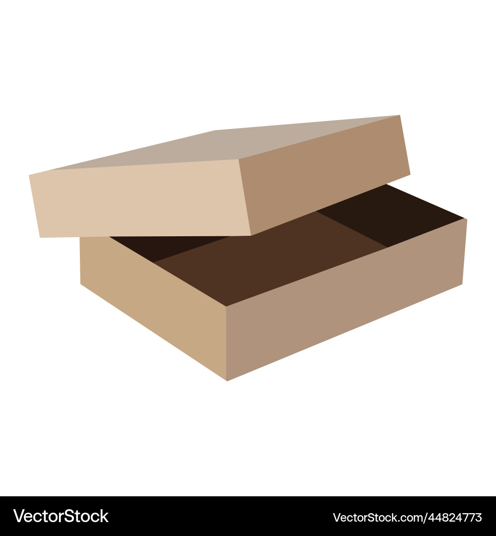 Shallow box with open top lid isolated object Shallow box with open top lid isolated object vector image