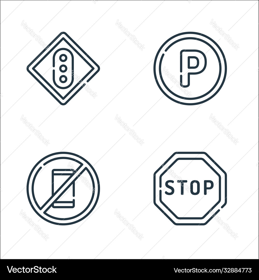 Signals and prohibitions line icons linear set Vector Image