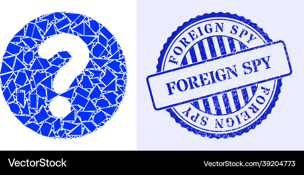 Spall mosaic query icon with foreign spy textured Spall mosaic query icon with foreign spy textured vector image