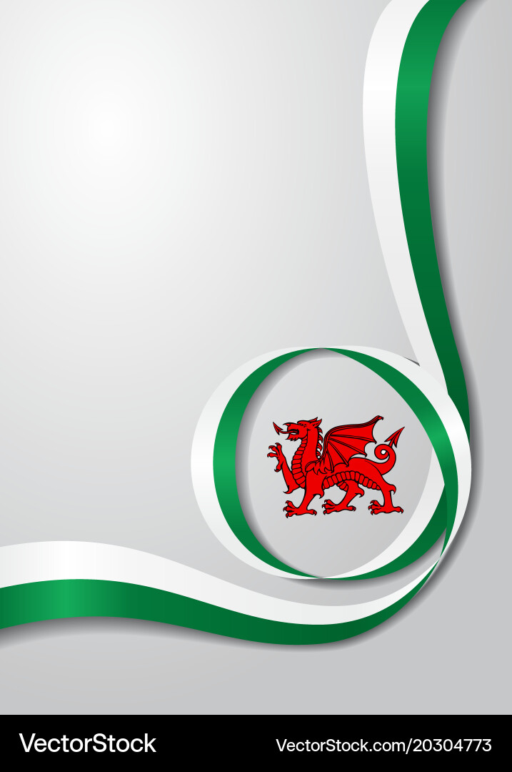 Welsh Flag Wavy Background Vector Image