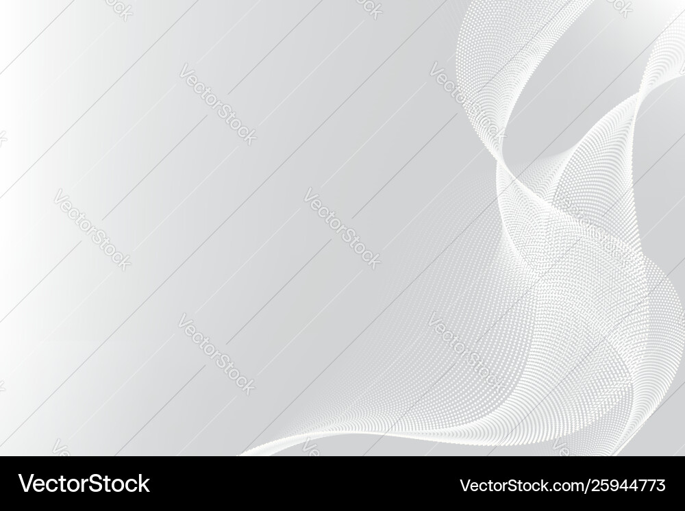 White and gray particle line wave abstract Vector Image