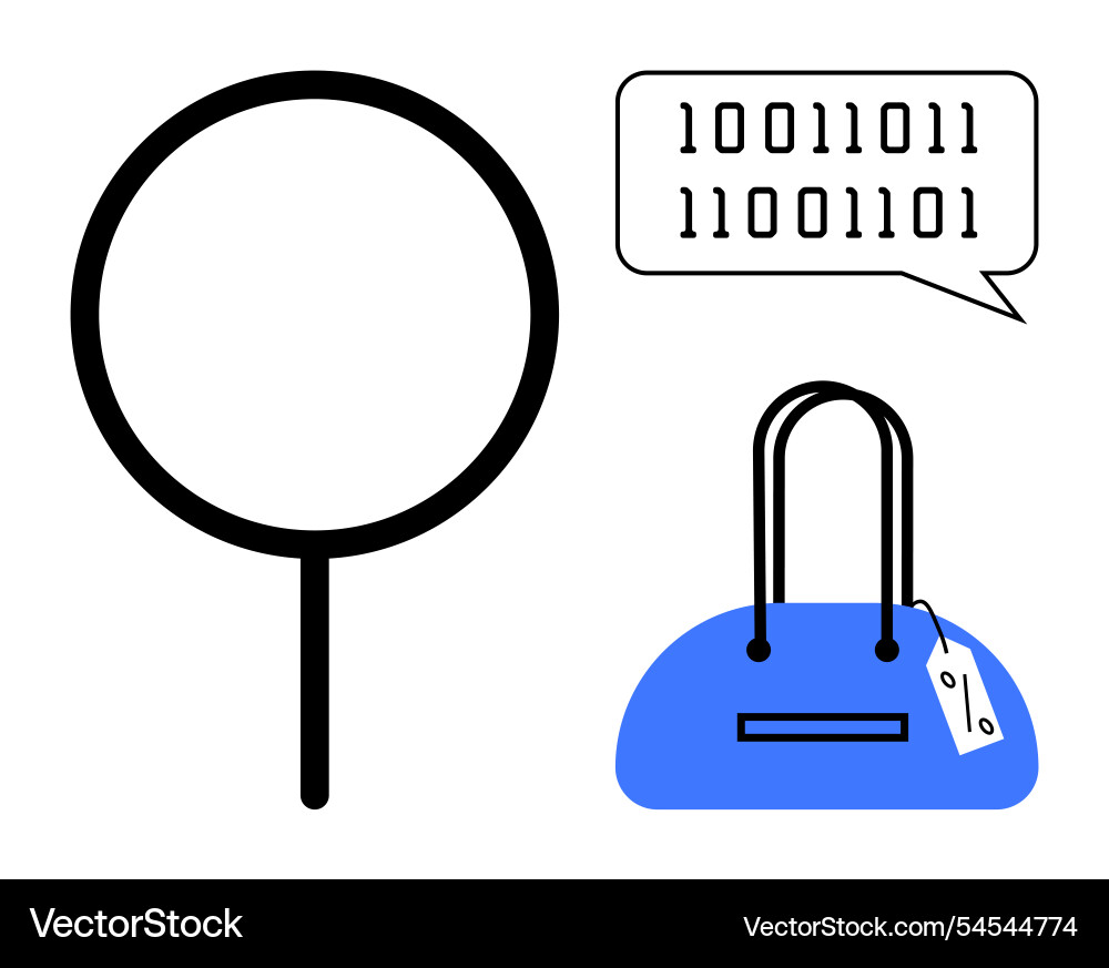 Binary code speech bubble with magnifying glass Binary code speech bubble with magnifying glass vector image