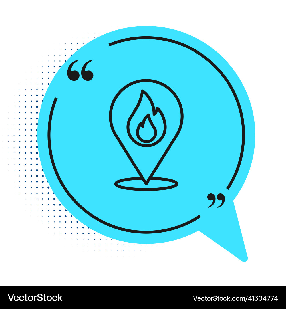 Black line map pointer with fire flame icon Black line map pointer with fire flame icon vector image