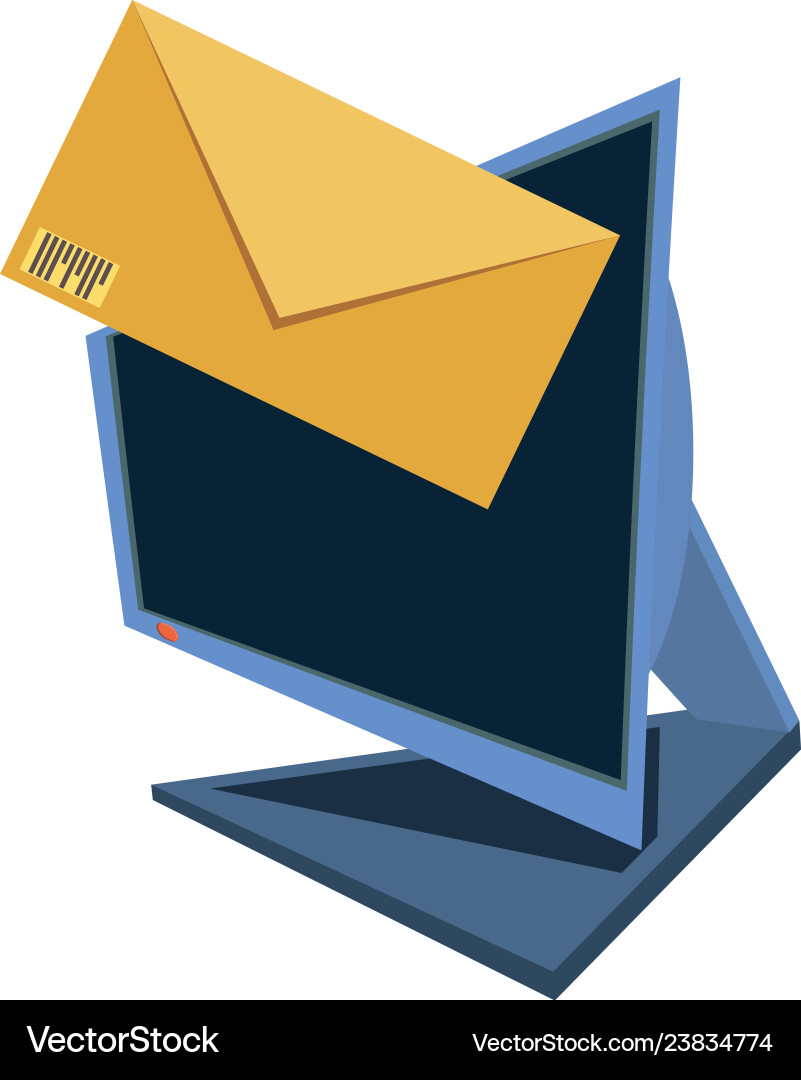 Computer desktop with delivery app Vector Image