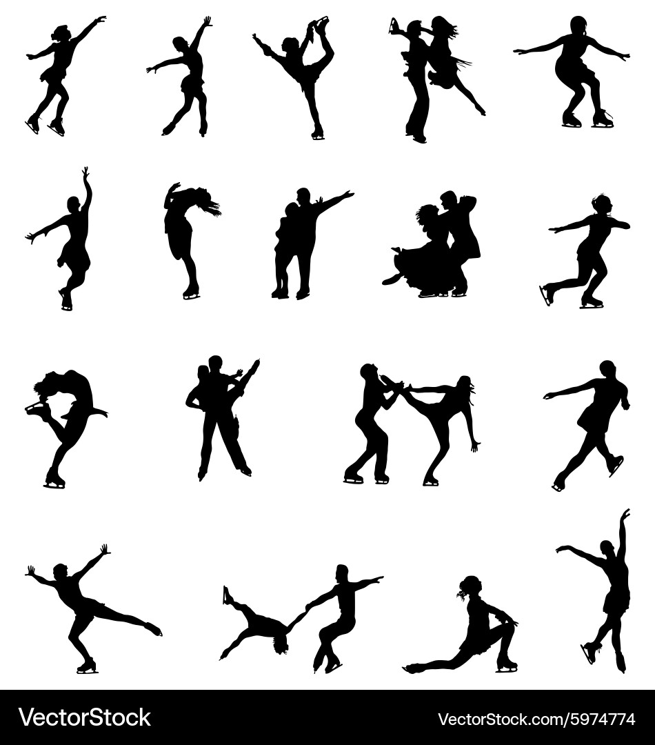 Figure Skaters Silhouette Vector Image