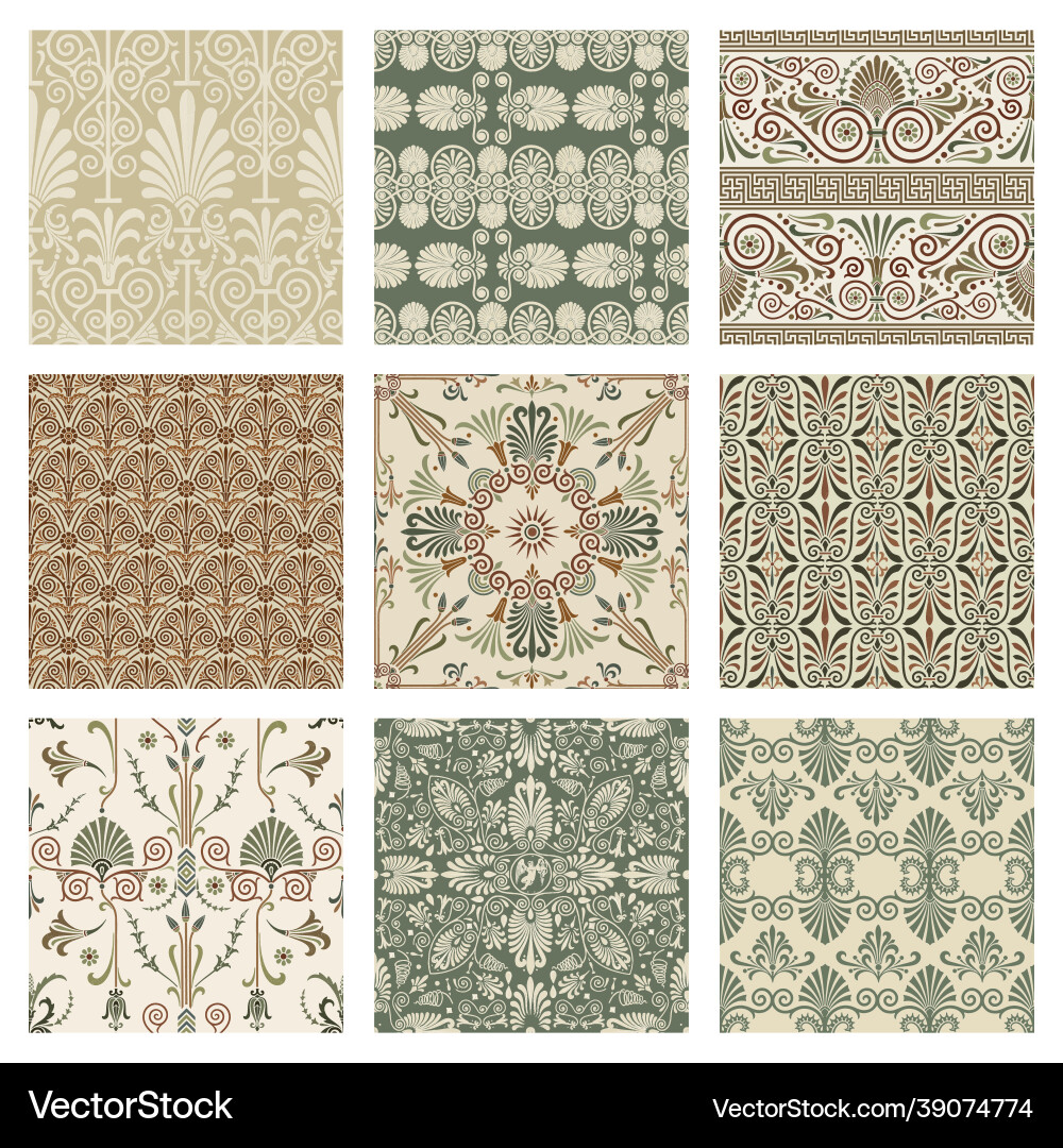 Greek key seamless pattern background set Vector Image