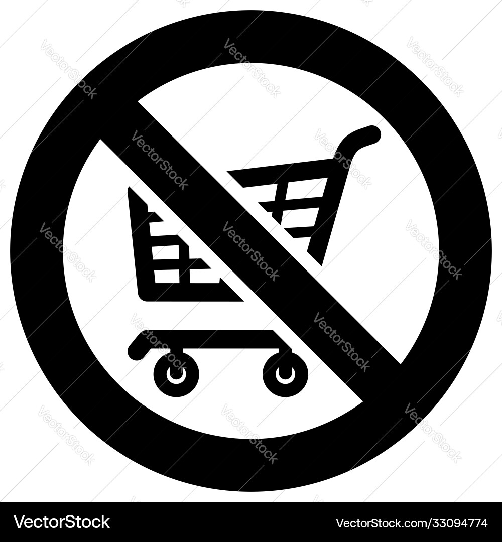 Kein Warenkorb Symbol - Prohibited Sign Vektorbild