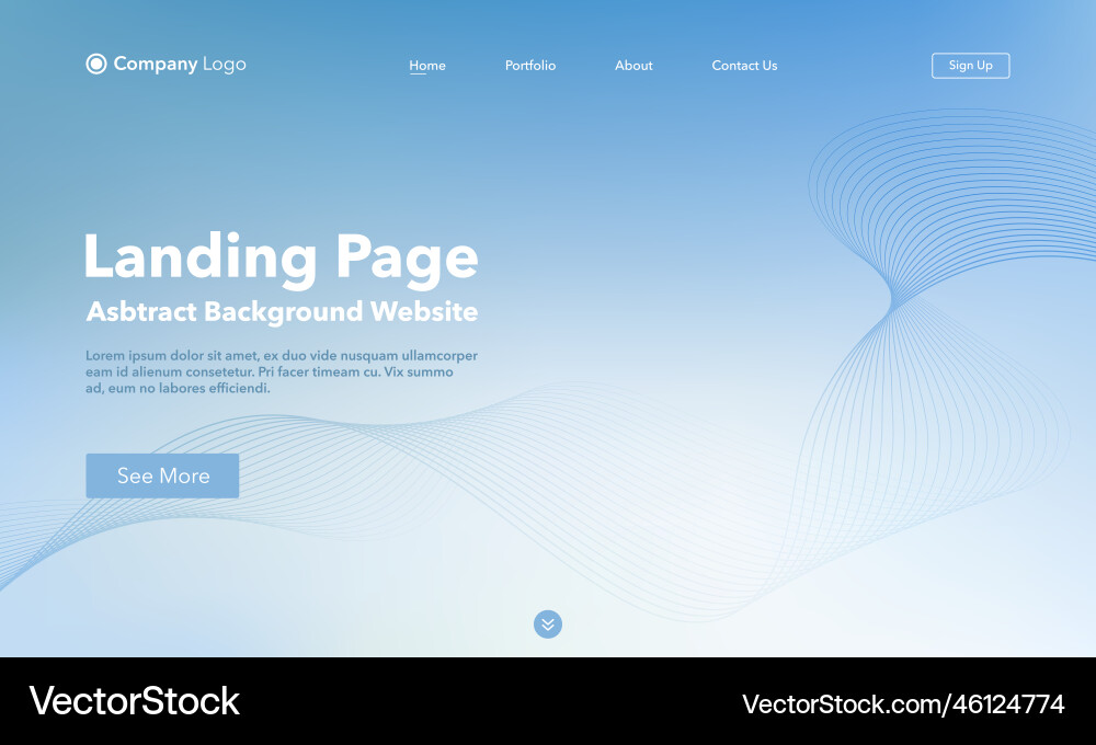 Landing page abstract wave background website Landing page abstract wave background website Vector Image