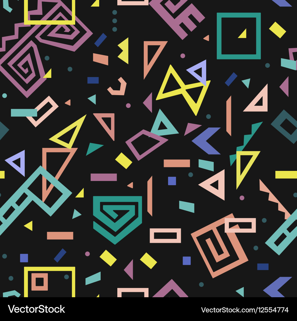 Memphis style seamless pattern vector image