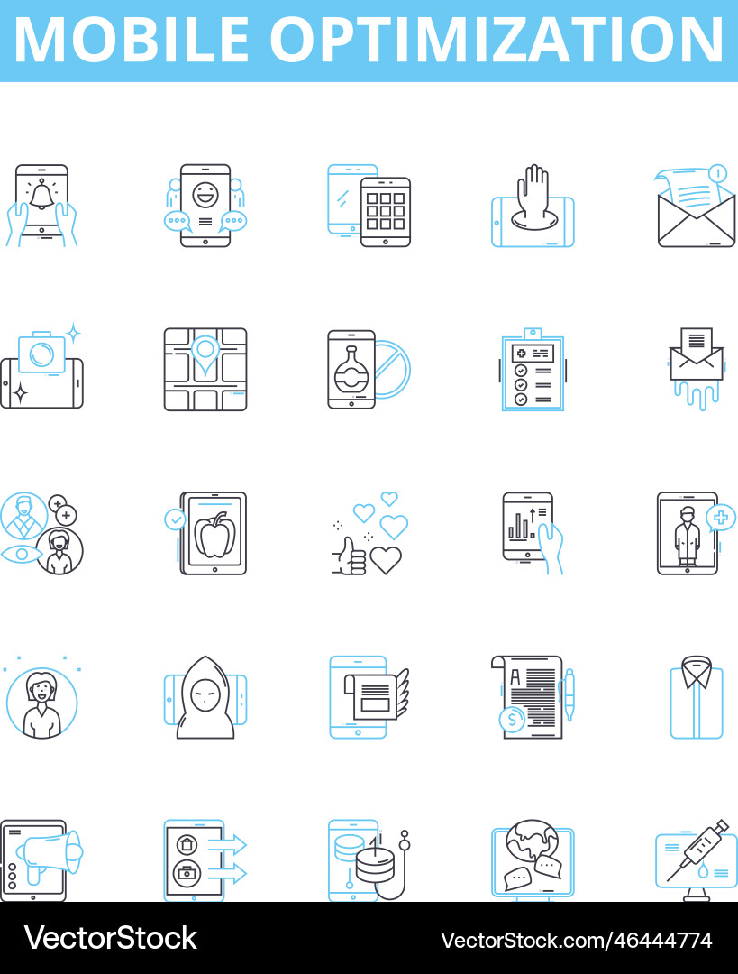 Mobile optimization line icons set Mobile optimization line icons set vector image