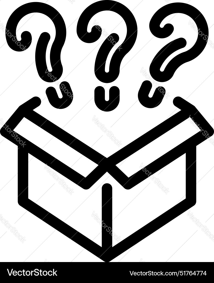Open box with question marks appearing from within Open box with question marks appearing from within vector image