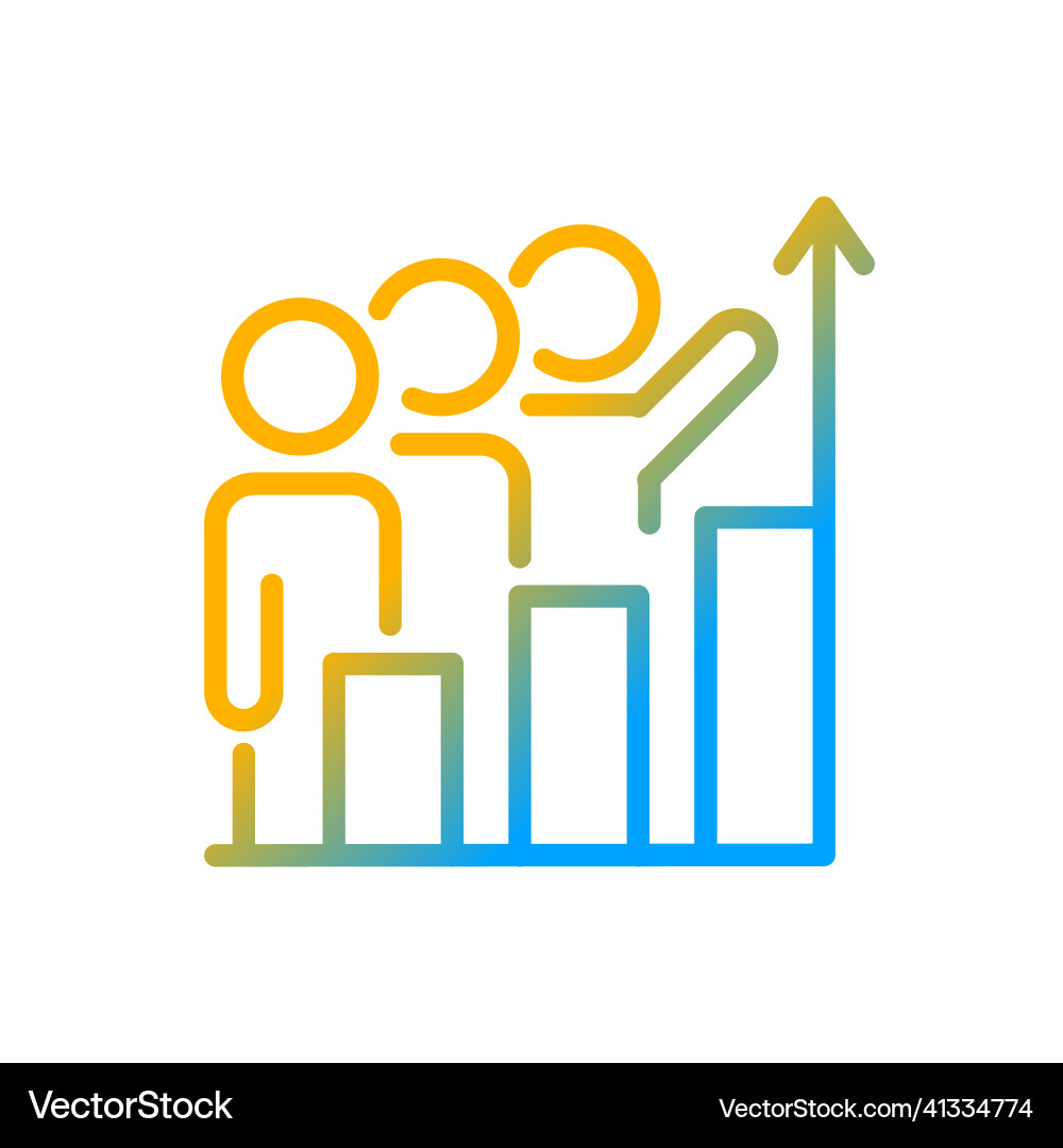 Progress monitoring gradient linear icon Progress monitoring gradient linear icon vector image