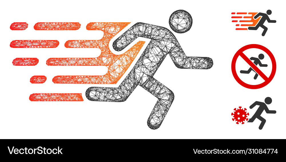 Rush running man polygonal web mesh Rush running man polygonal web mesh vector image
