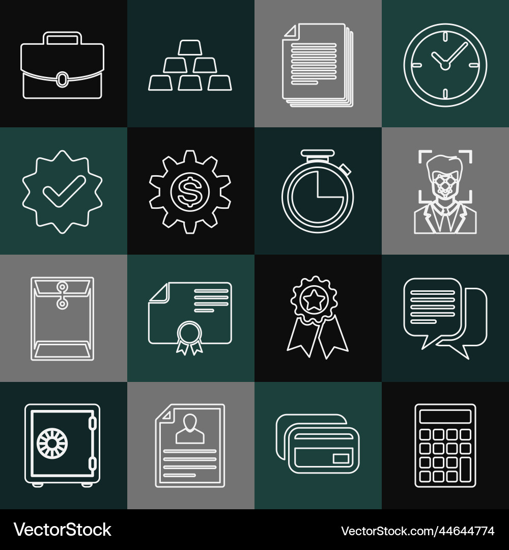 Set line calculator chat face recognition Set line calculator chat face recognition vector image
