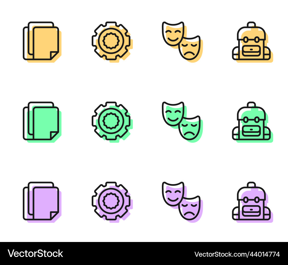 Set line comedy and tragedy masks file document Set line comedy and tragedy masks file document vector image