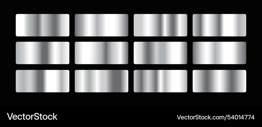Set of metallic silver gradient blend texture vector image