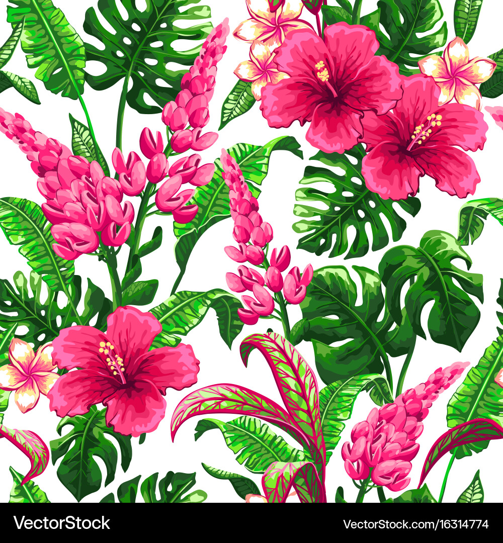 Tropical Palm Leaves Seamless Pattern Vector Image