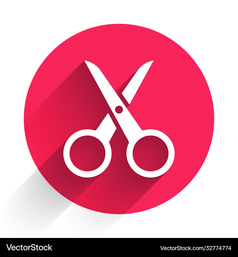White scissors icon isolated with long shadow White scissors icon isolated with long shadow Vector Image