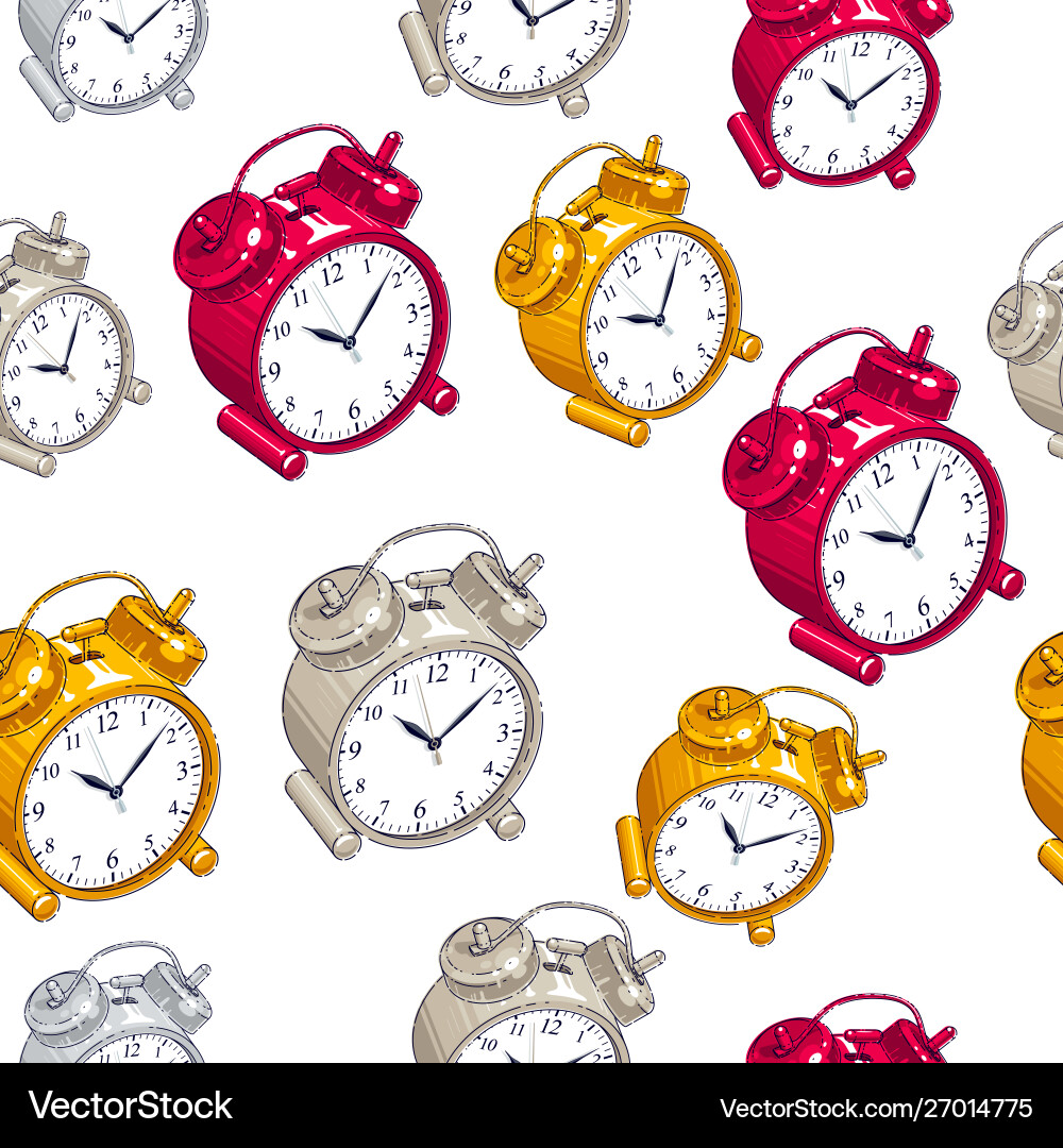Alarm clocks seamless background timer deadline Alarm clocks seamless background timer deadline vector image