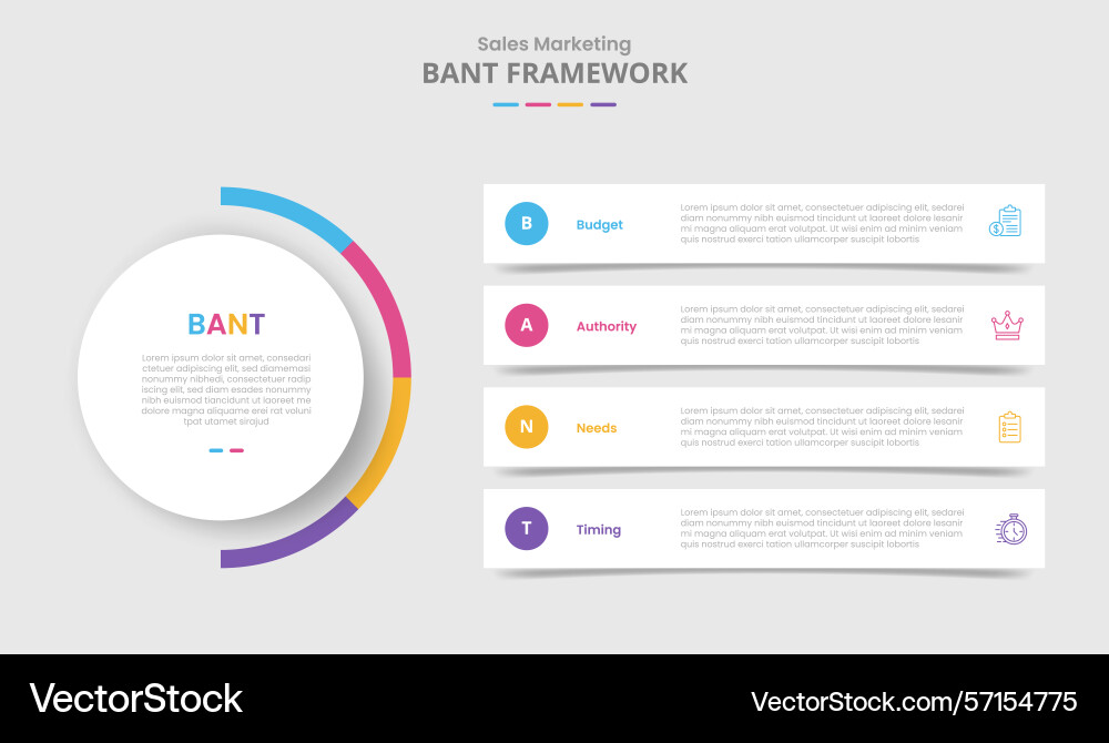 Bant framework for infographic with drop shadow Bant framework for infographic with drop shadow vector image
