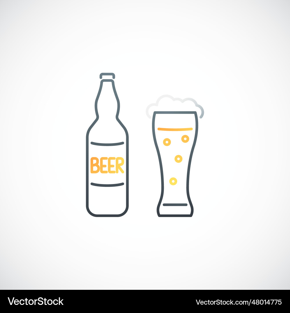 Beer line icon simple template with bottle vector image