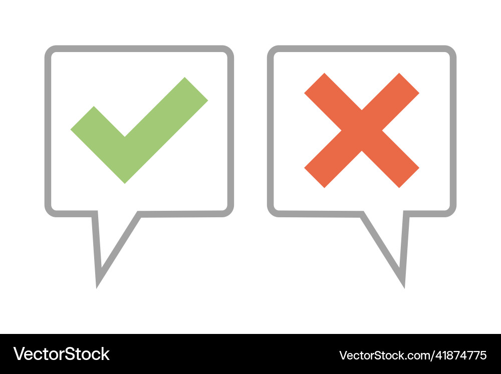 Check mark callout and cross vector image