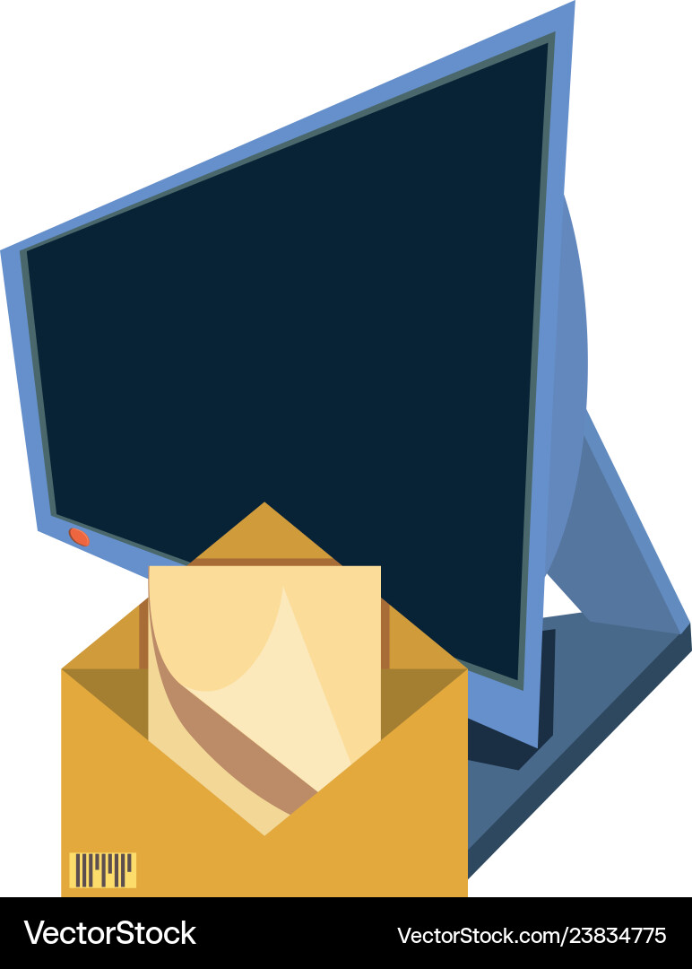 Computer desktop with delivery app Vector Image