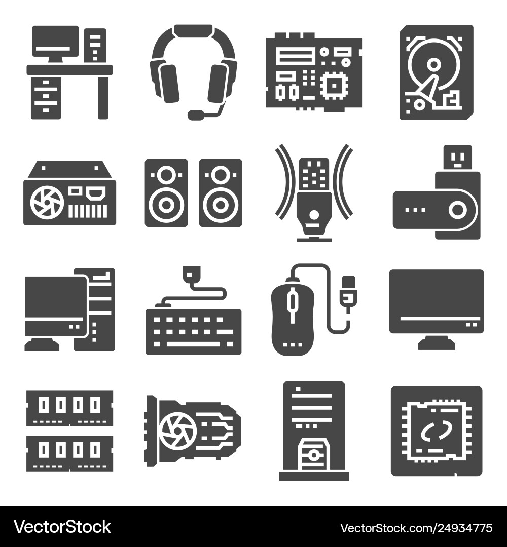Computer Hardware Icons Vector Image