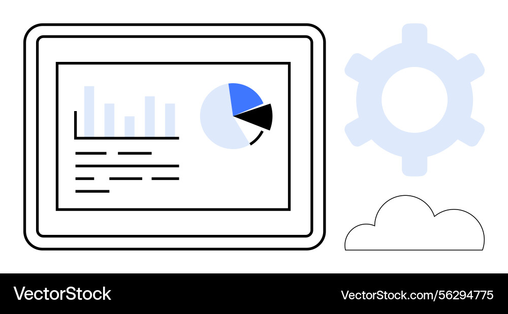 Data analytics dashboard with charts gear vector image