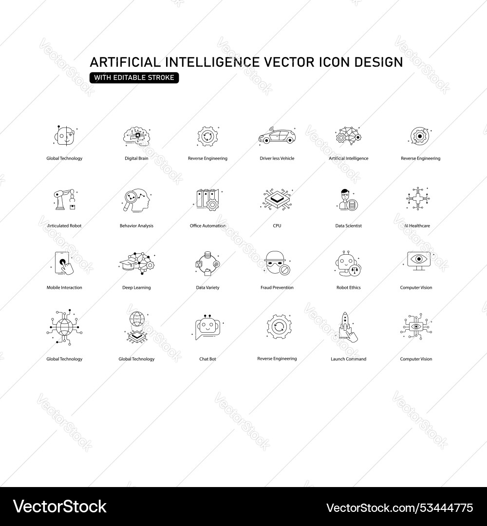 Deep learning and ai technologies icon design vector image