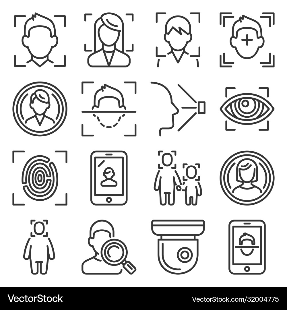 Face ID Icons - Authentication Set Vector Image