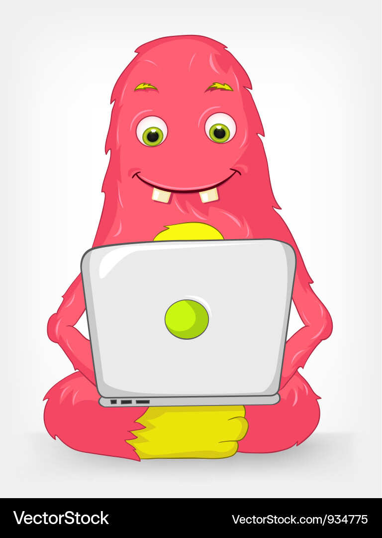 Funny monster coder vector image